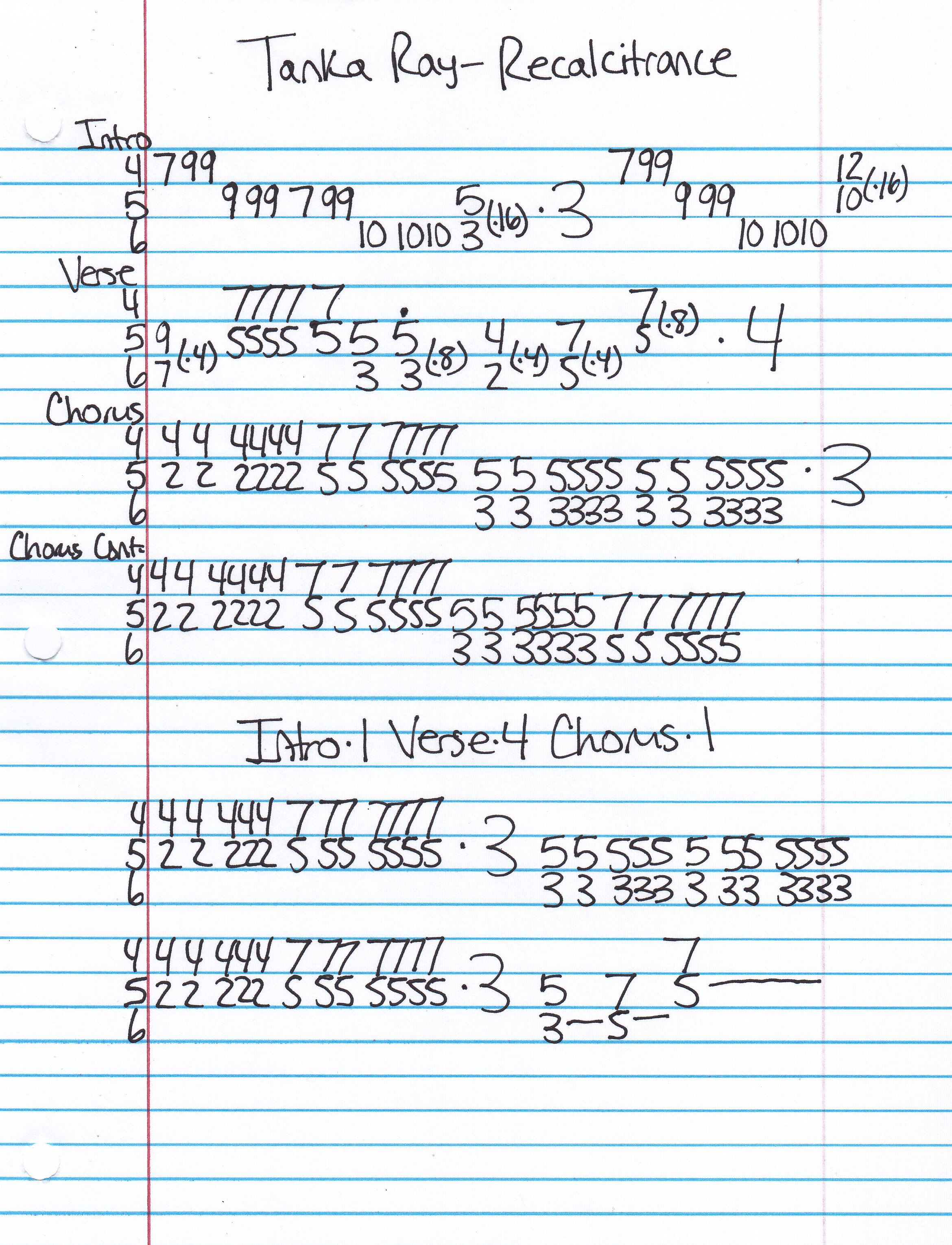 High quality guitar tab for Recalcitrance by Tanka Ray off of the album ...And So I Abide. ***Complete and accurate guitar tab!***